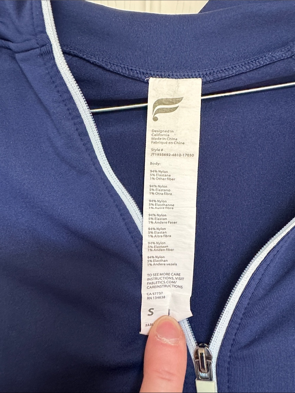 Fabletics Navy Zip-Front Long Sleeve Active Jacket - Picture 2 of 5